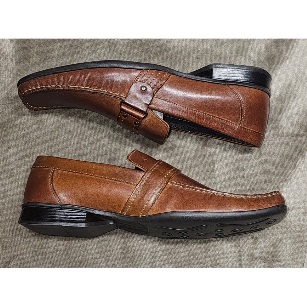 GH Bass Marco Mens Tan Leather Loafers Square Toe Slip On Shoes 1594-261 10.5M